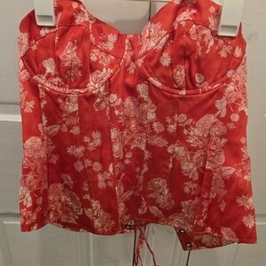 Selkie Secret Admirer Red Floral Bustier Corset XXL